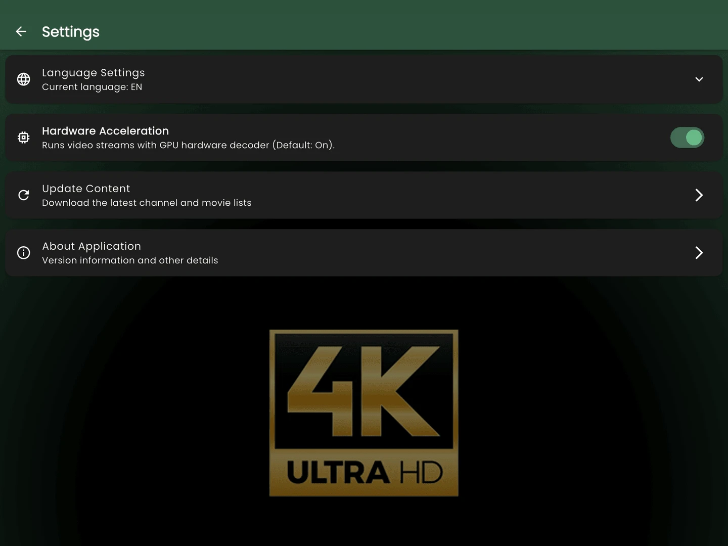Android TV 4K Settings